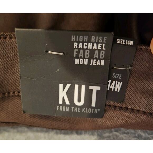 Kut from Kloth Rachel Fab Ab Mom Jean High Rise Button Fly Faux Leather 14W NWT - Picture 9 of 14